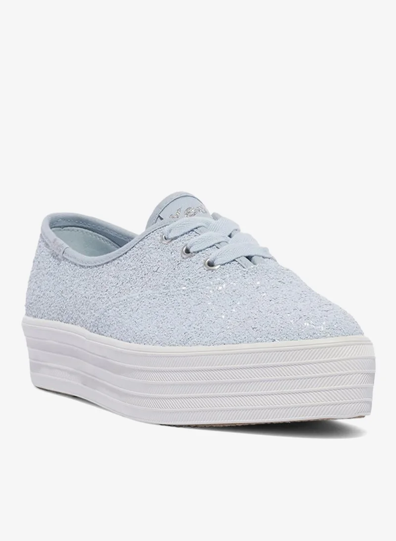 Keds blue Keds Women's Point Lace Up Platform Glitter Textile Casual Sneaker Blue for Women | Best Price UAE